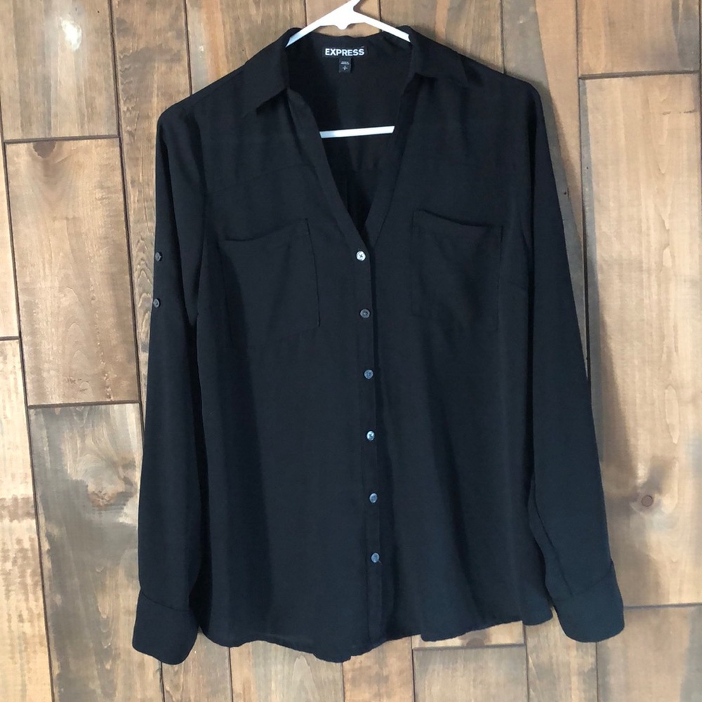 Express women’s black flowy dress shirt